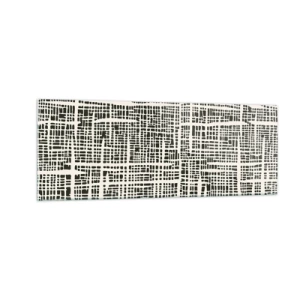 Cuadro sobre vidrio - Impresiones sobre Vidrio - Un patrón geométrico que se asemeja a una cuadrícula sobre un fondo claro. - 140x50cm - Composición del tejido - Decoración de pared moderna para salón y dormitorio ARTTOR