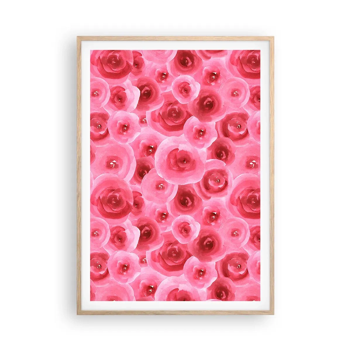 Póster en marco roble claro - Rosas abajo y arriba - 70x100 cm