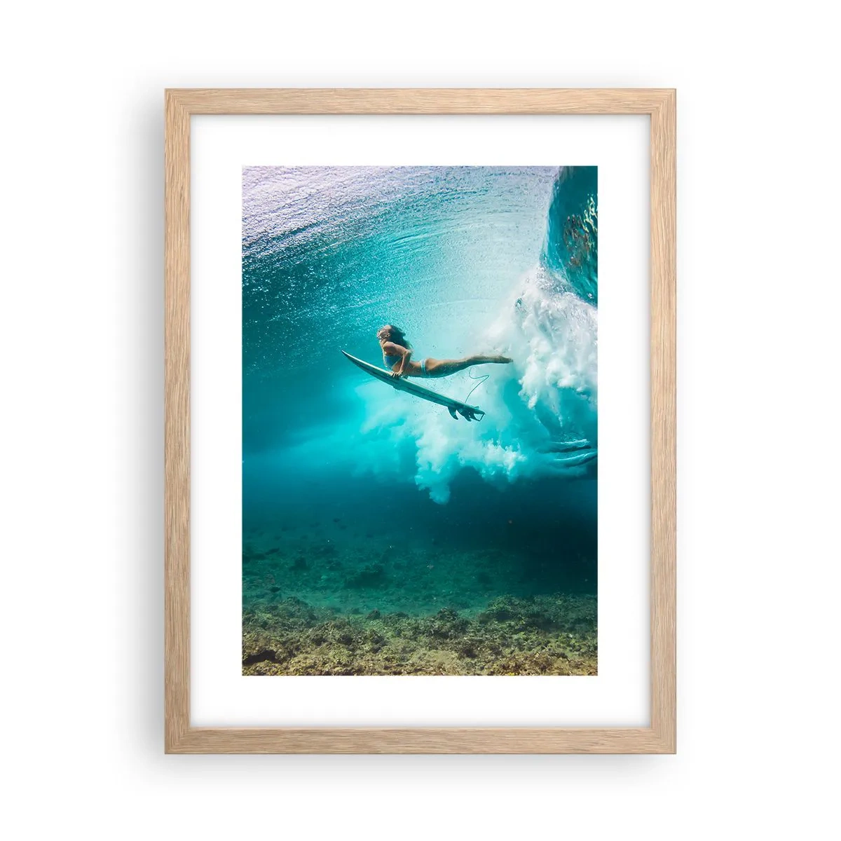 Póster en marco roble claro - Mundo submarino - 30x40 cm