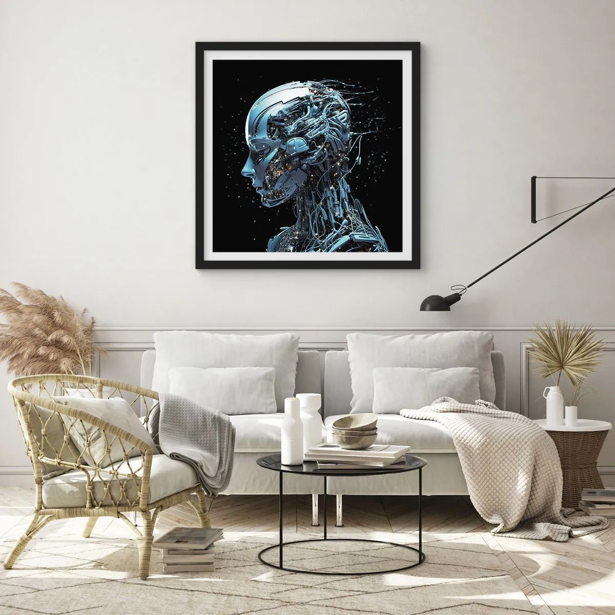 Póster en marco negro - La tecnología es una mujer - 40x40 cm