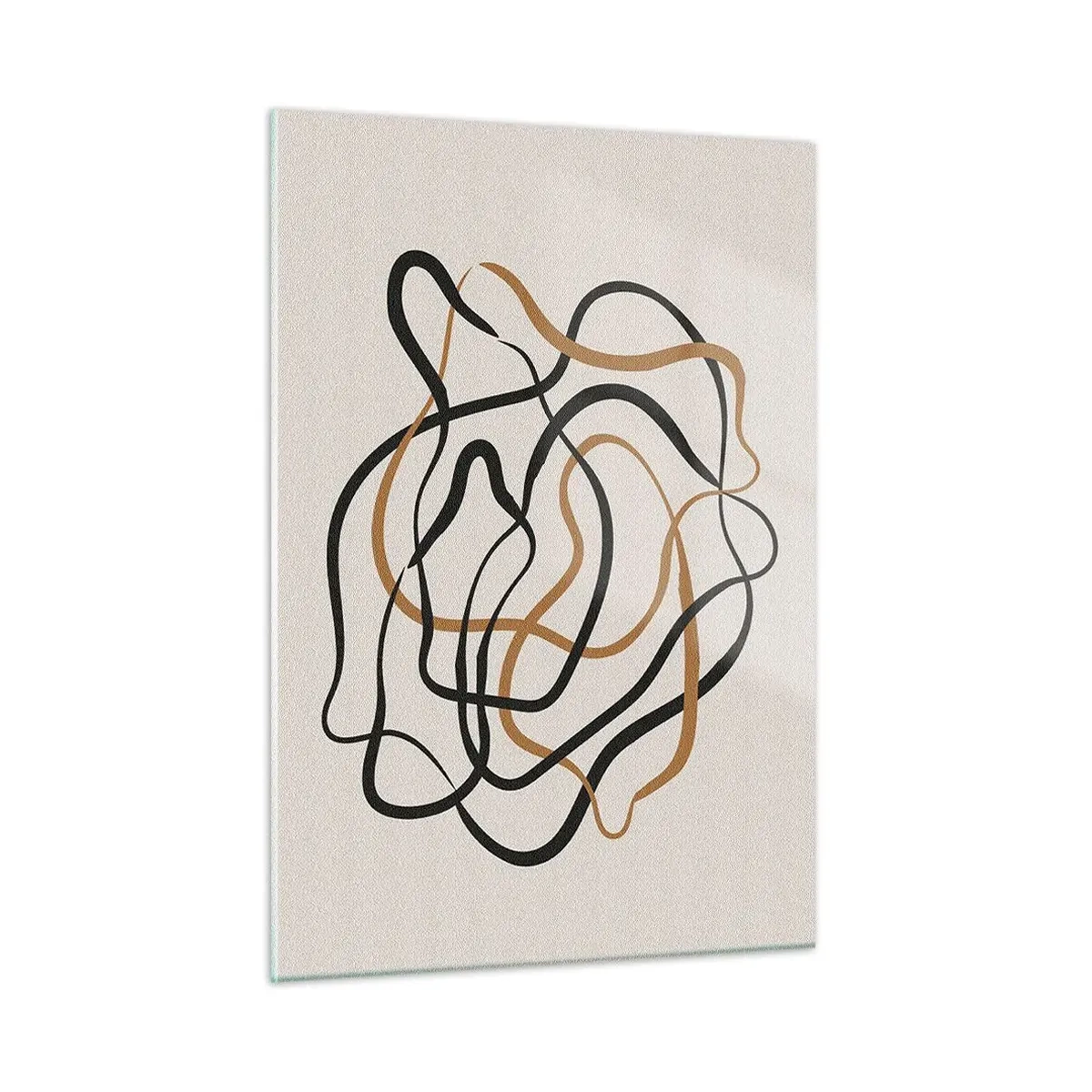 Cuadro sobre vidrio - Impresiones sobre Vidrio - Una maraña abstracta de líneas en negro y marrón. - 50x70cm - Todo ha salido mal - Decoración de pared moderna para salón y dormitorio ARTTOR