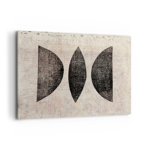 Cuadro sobre lienzo - Impresión de Imagen - Formas étnicas en tonos oscuros sobre un fondo claro. - 120x80cm - Abstracción étnica - Decoración de pared moderna para salón y dormitorio ARTTOR