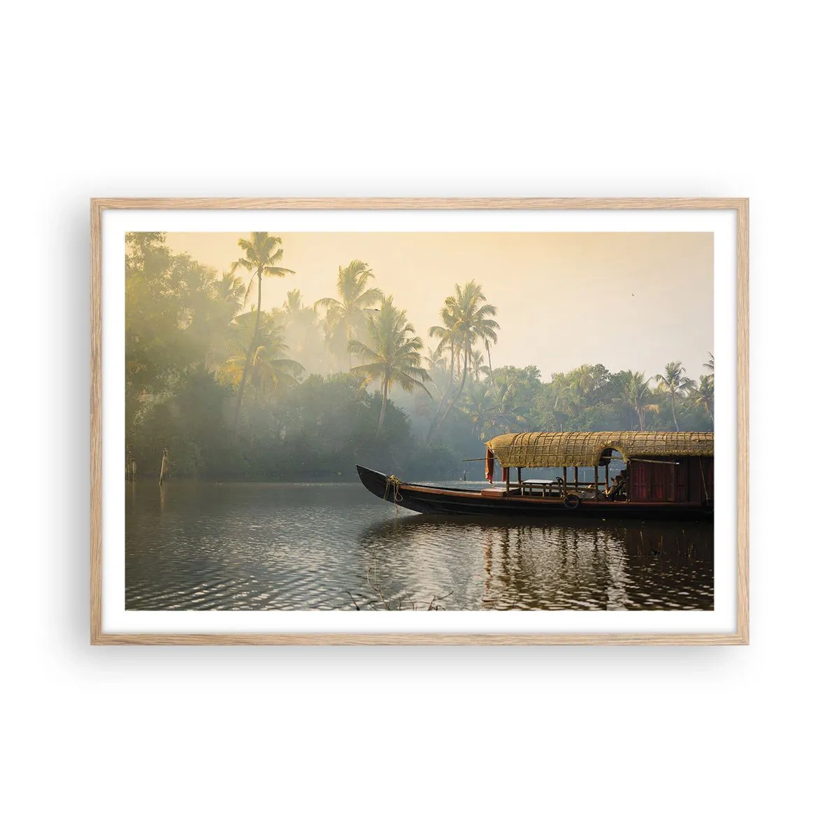 Póster en marco roble claro - Casa en el río - 91x61 cm