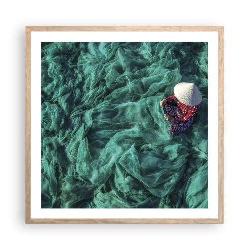 Póster en marco roble claro - En un mar de redes - 60x60 cm