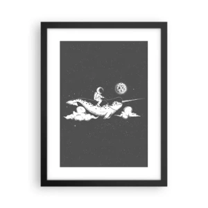 Póster en marco negro - Jinete espacial - 30x40 cm