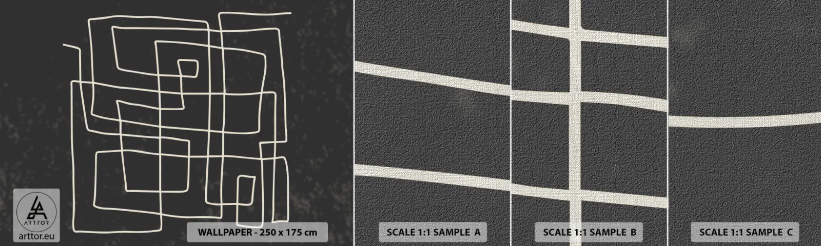Muestra de fotomural Premium Canvas - No es tan sencillo - Abstracción, Pedazo, En blanco y negro - 100x30 cm