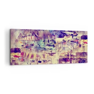 Cuadro sobre lienzo - Impresión de Imagen - Collage abstracto colorido con texto y gráficos. - 120x50cm - Y eso es todo lo que quedará - Decoración de pared moderna para salón y dormitorio ARTTOR