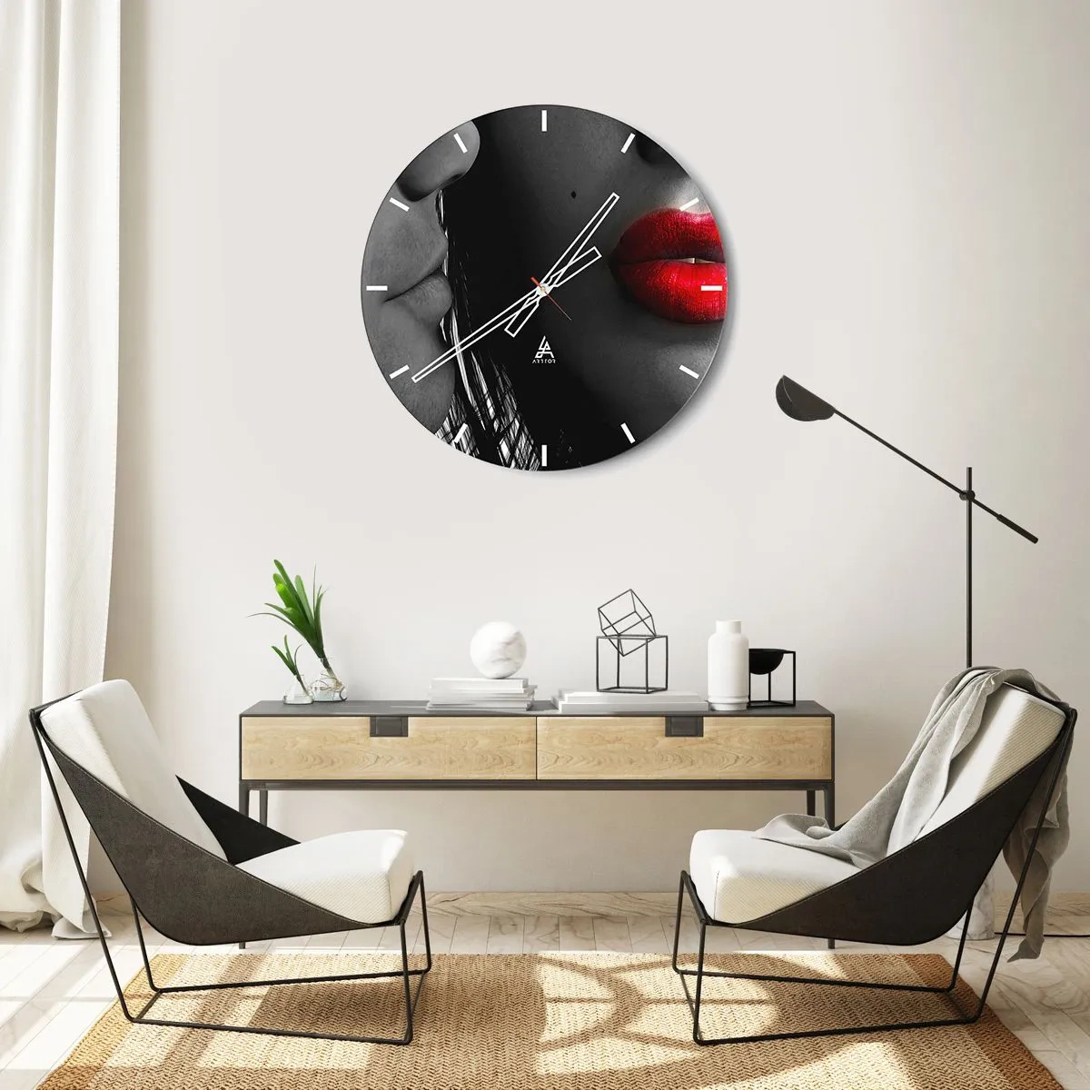 Reloj de pared - Reloj de vidrio - Cara a cara  - 40x40 cm