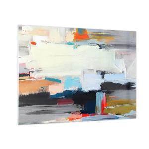 Cuadro sobre vidrio - Impresiones sobre Vidrio - Composición abstracta con manchas y trazos de colores. - 70x50cm - ¿Existe un método único? - Decoración de pared moderna para salón y dormitorio ARTTOR