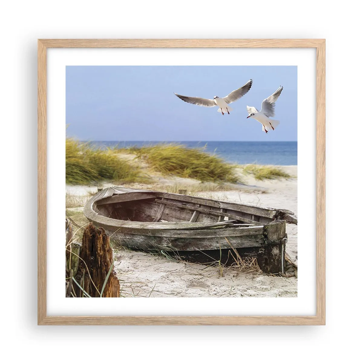 Póster en marco roble claro - Bañada por el viento - 50x50 cm