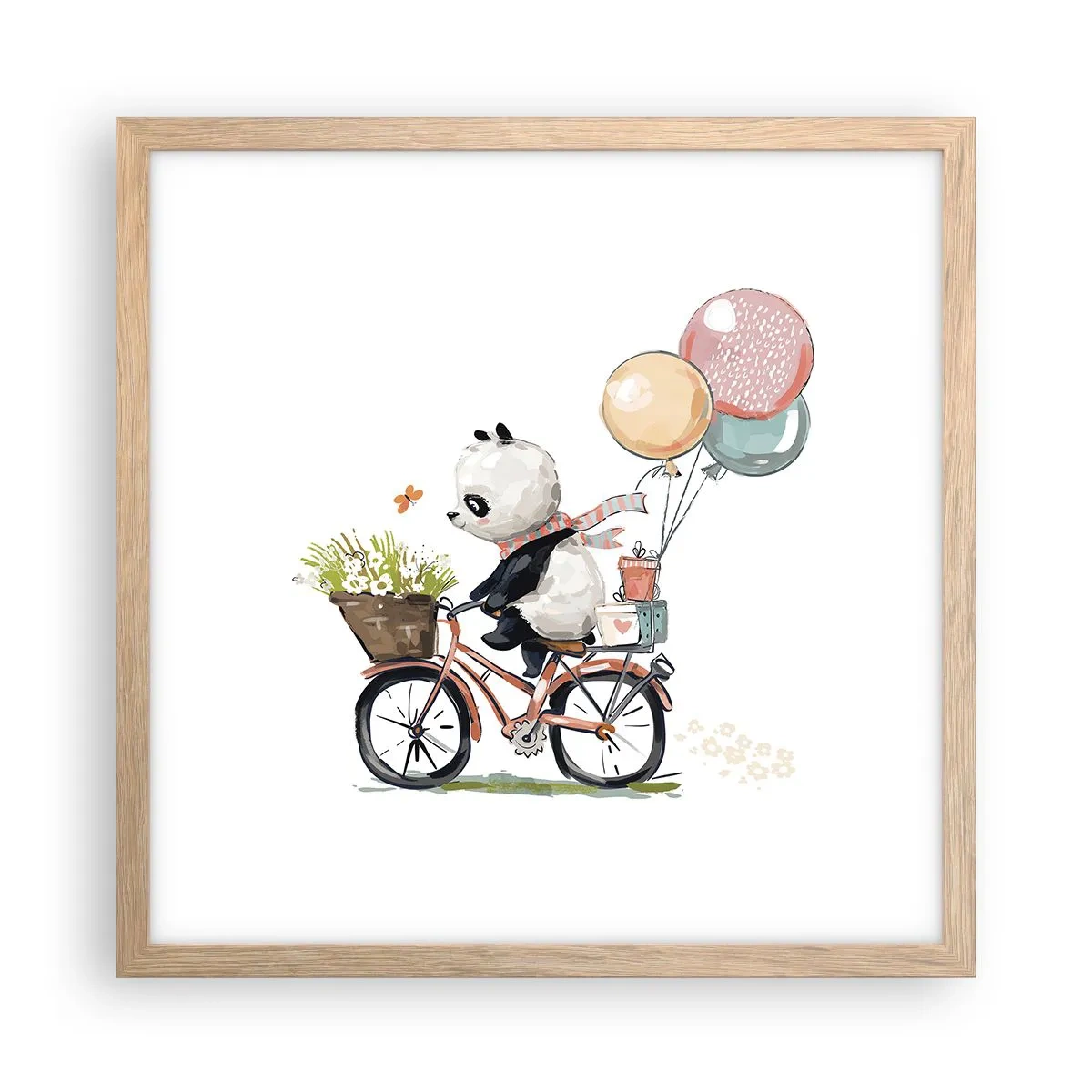 Póster en marco roble claro - Un día feliz - 40x40 cm