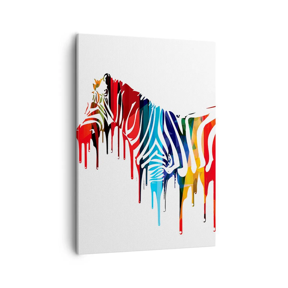 Cuadro sobre lienzo - Impresión de Imagen - Cebra abstracta en colores coloridos con efecto de pintura. - 50x70cm - No solo blanco y negro - Decoración de pared moderna para salón y dormitorio ARTTOR