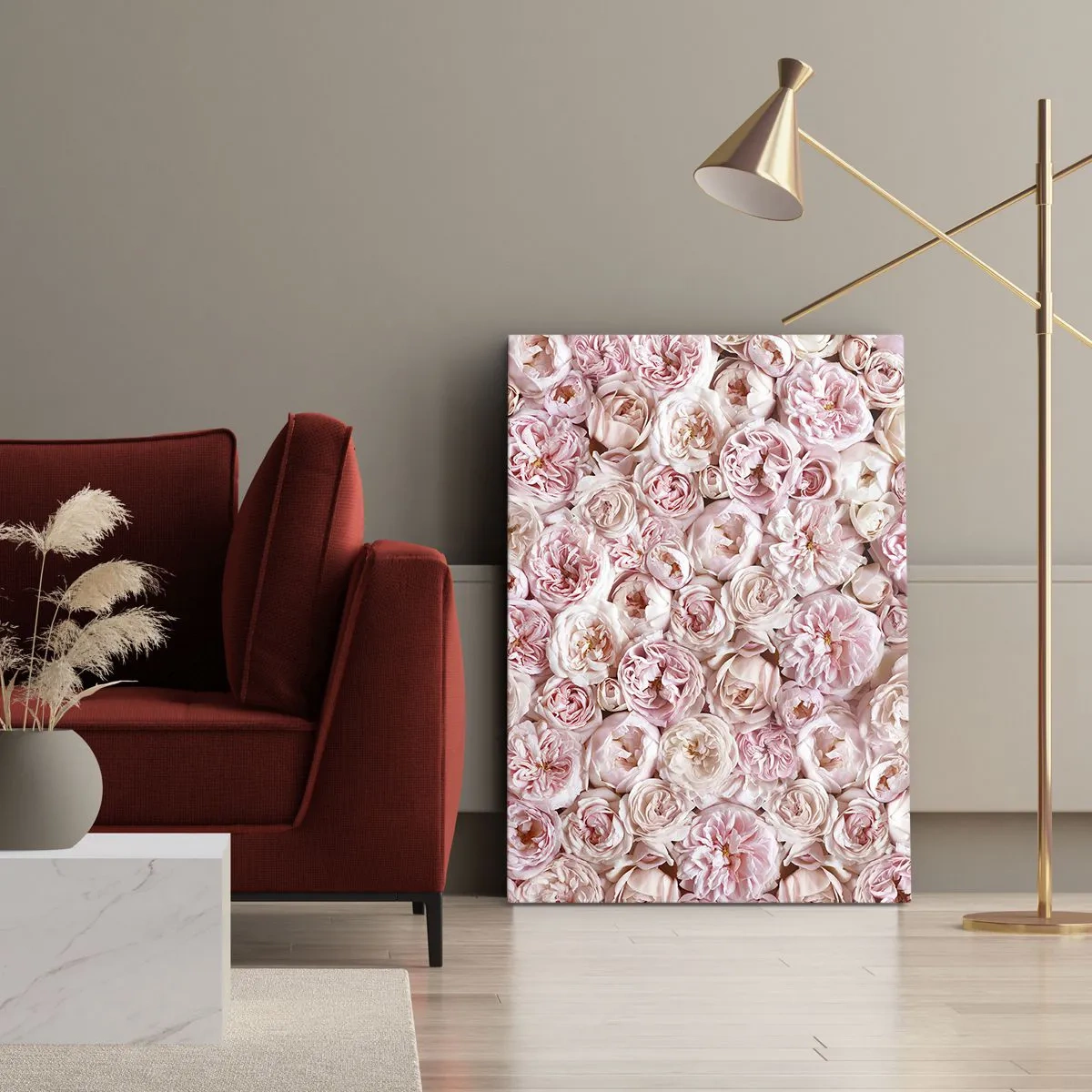 Cuadro sobre lienzo - Impresión de Imagen - Salpicado de rosas - 55x100 cm
