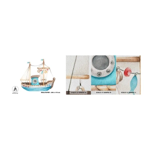 Muestra de fotomural Premium Sand - A la aventura - Barco, Para niños, Náutico - 100x30 cm