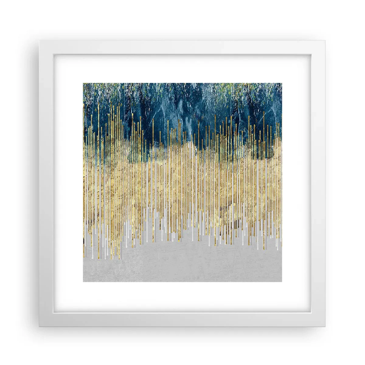 Póster en marco blanco - Frontera de líneas doradas - 30x30 cm