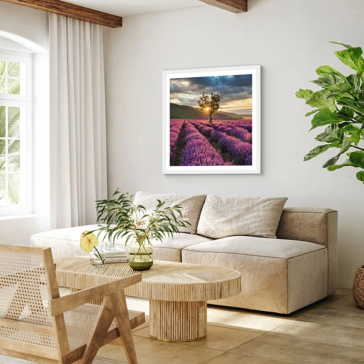 Póster en marco blanco - Aroma en lila - 40x40 cm