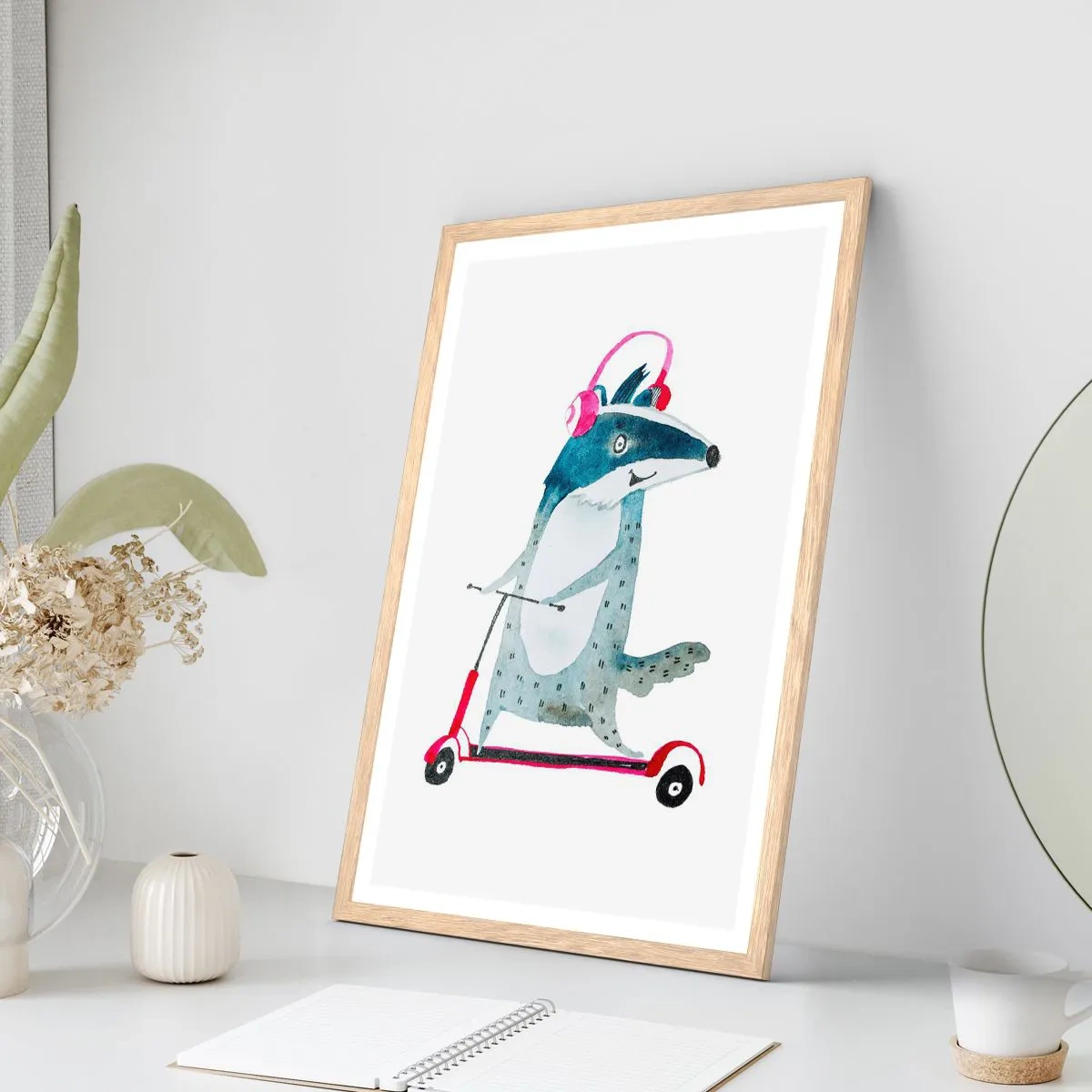 Póster en marco roble claro - Alegrías de tejón - 70x100 cm