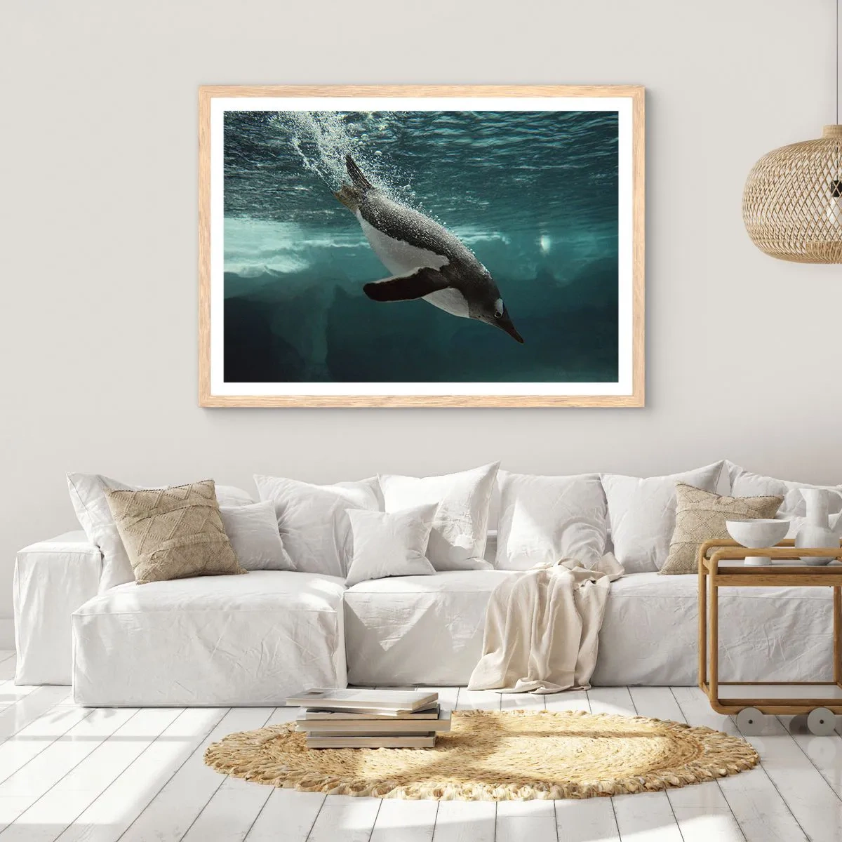 Póster en marco roble claro - Bienvenido a mi mundo - 100x70 cm