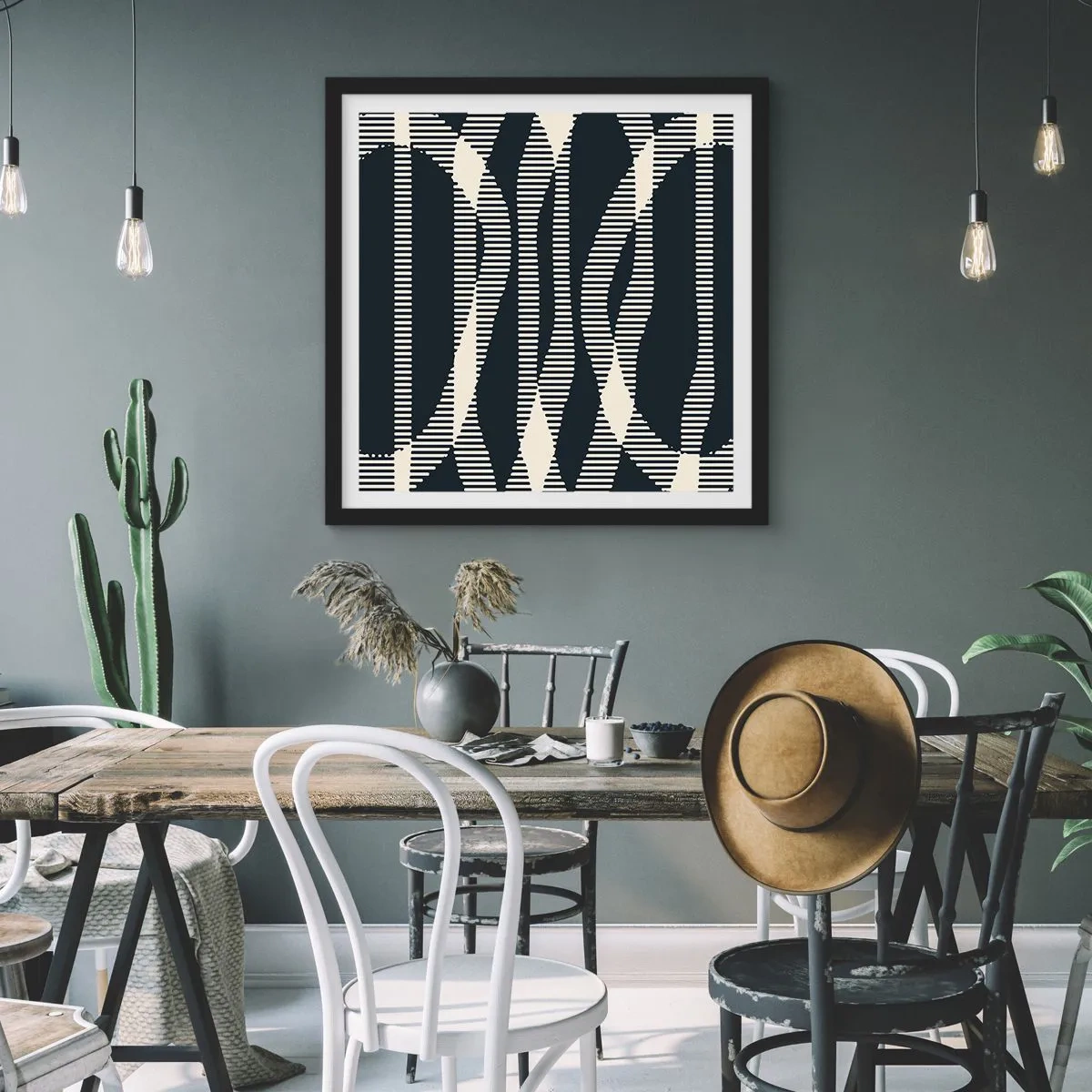 Póster en marco negro - Un intento de romper la oscuridad - 50x50 cm