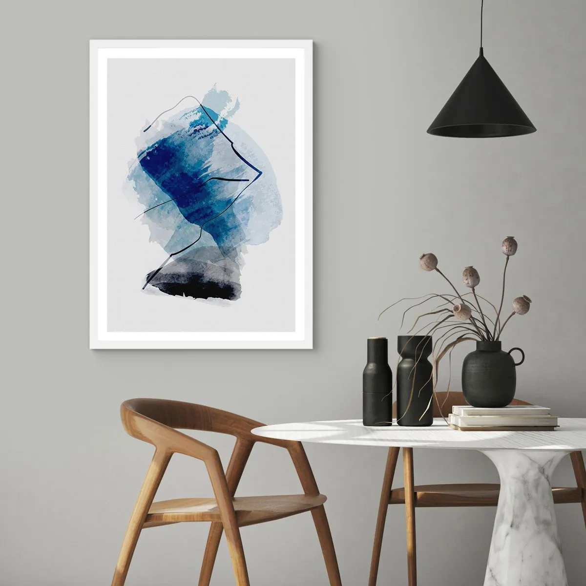 Póster en marco blanco - Montaña helada - 50x70 cm