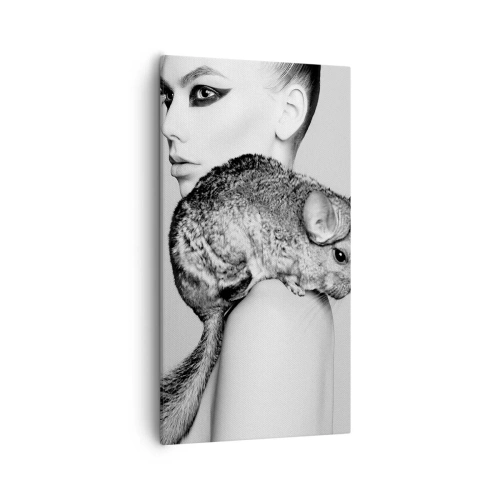 Cuadro sobre lienzo - Impresión de Imagen - Dama con chinchilla - 55x100 cm