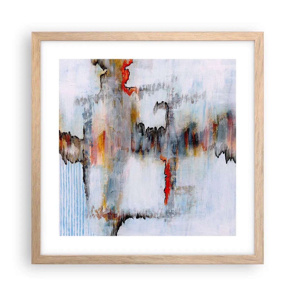 Póster en marco roble claro - Abstracto sobre el agua - 40x40 cm