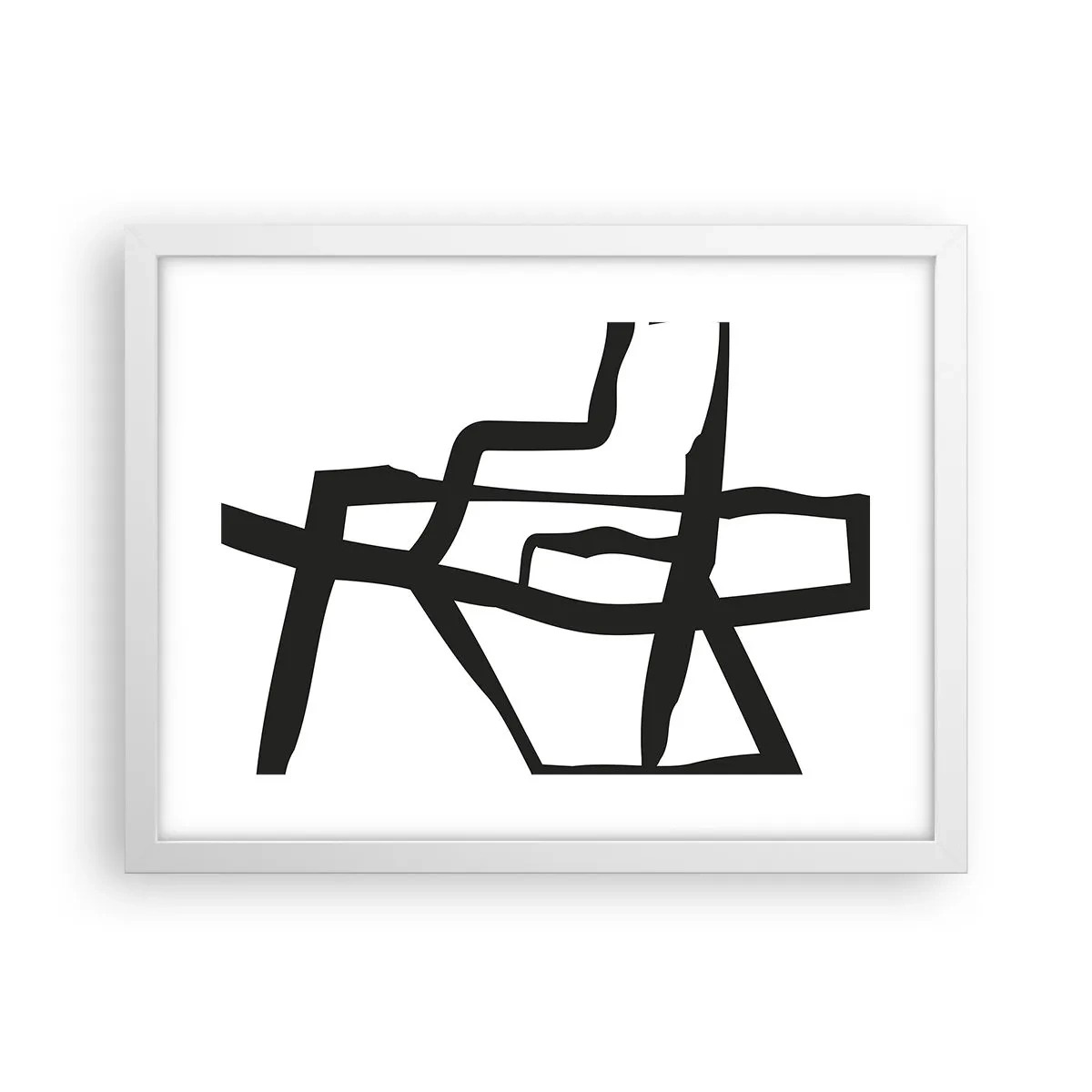 Póster en marco blanco - Construcción en blanco y negro - 40x30 cm