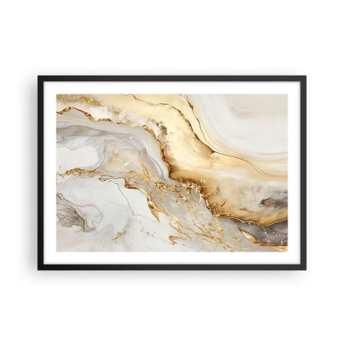 Póster en marco negro - Patrones abstractos de oro y mármol sobre un fondo claro. - 70x50cm - Abstracción: belleza y bondad - Decoración de pared moderna para salón y dormitorio ARTTOR