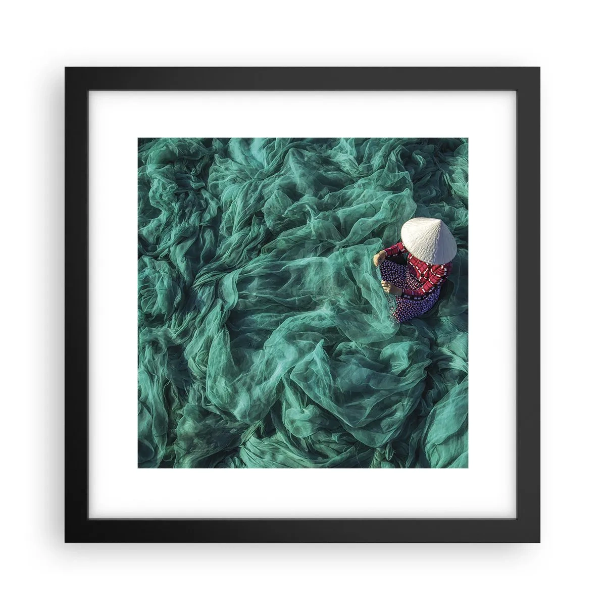 Póster en marco negro - En un mar de redes - 30x30 cm