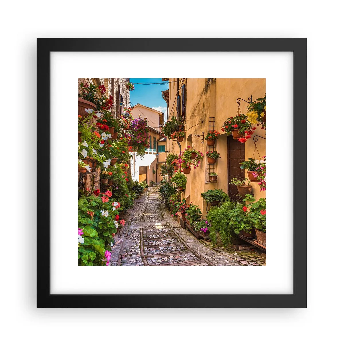 Póster en marco negro - Callejón italiano - 30x30 cm