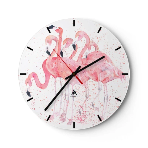 Reloj de pared - Reloj de vidrio - Asamblea rosa - 40x40 cm