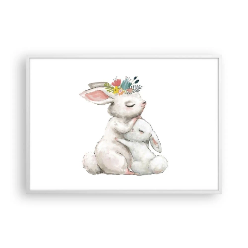 Póster en marco blanco - En ningún lugar mejor que con mamá - 100x70 cm