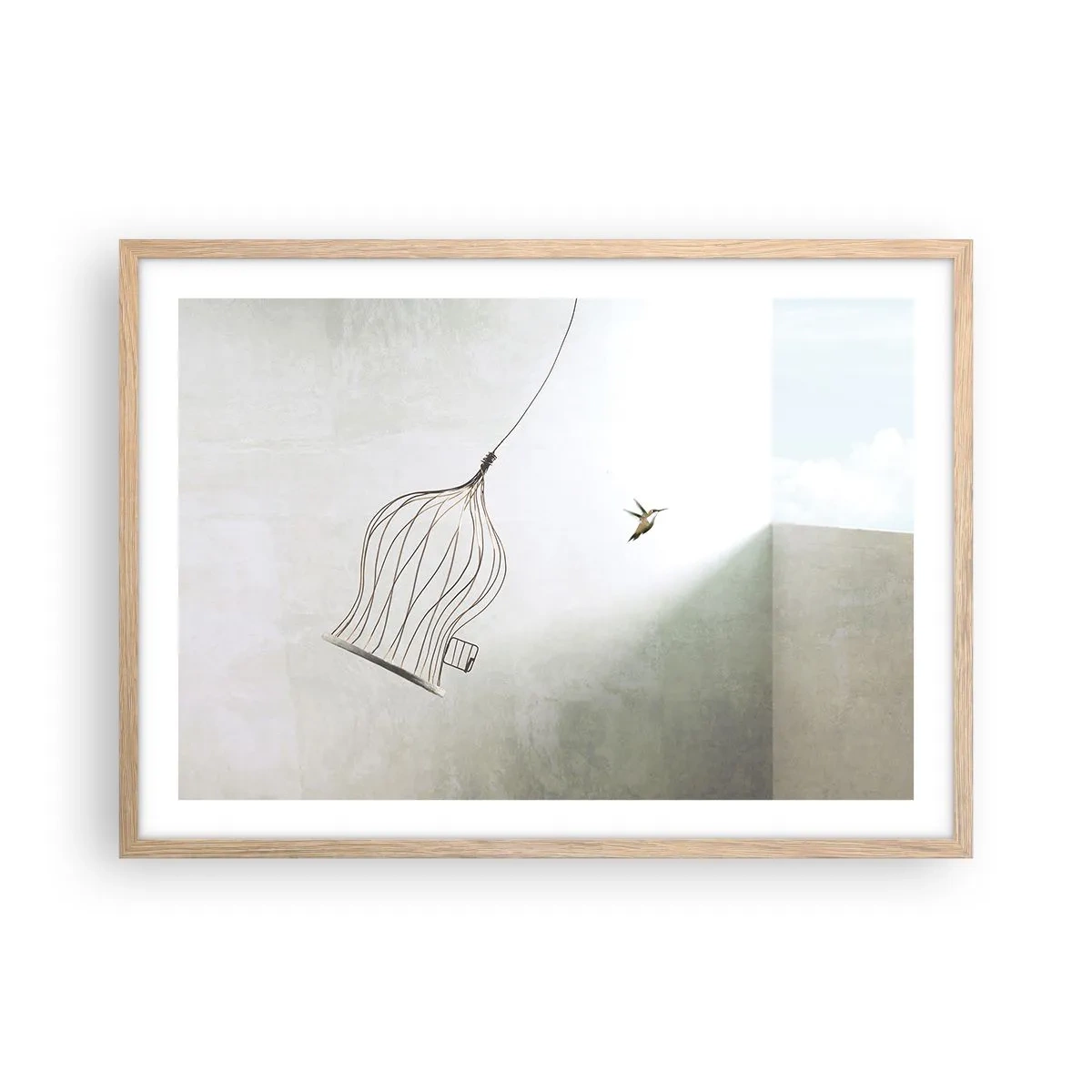 Póster en marco roble claro - Aquí debo estar - 70x50 cm