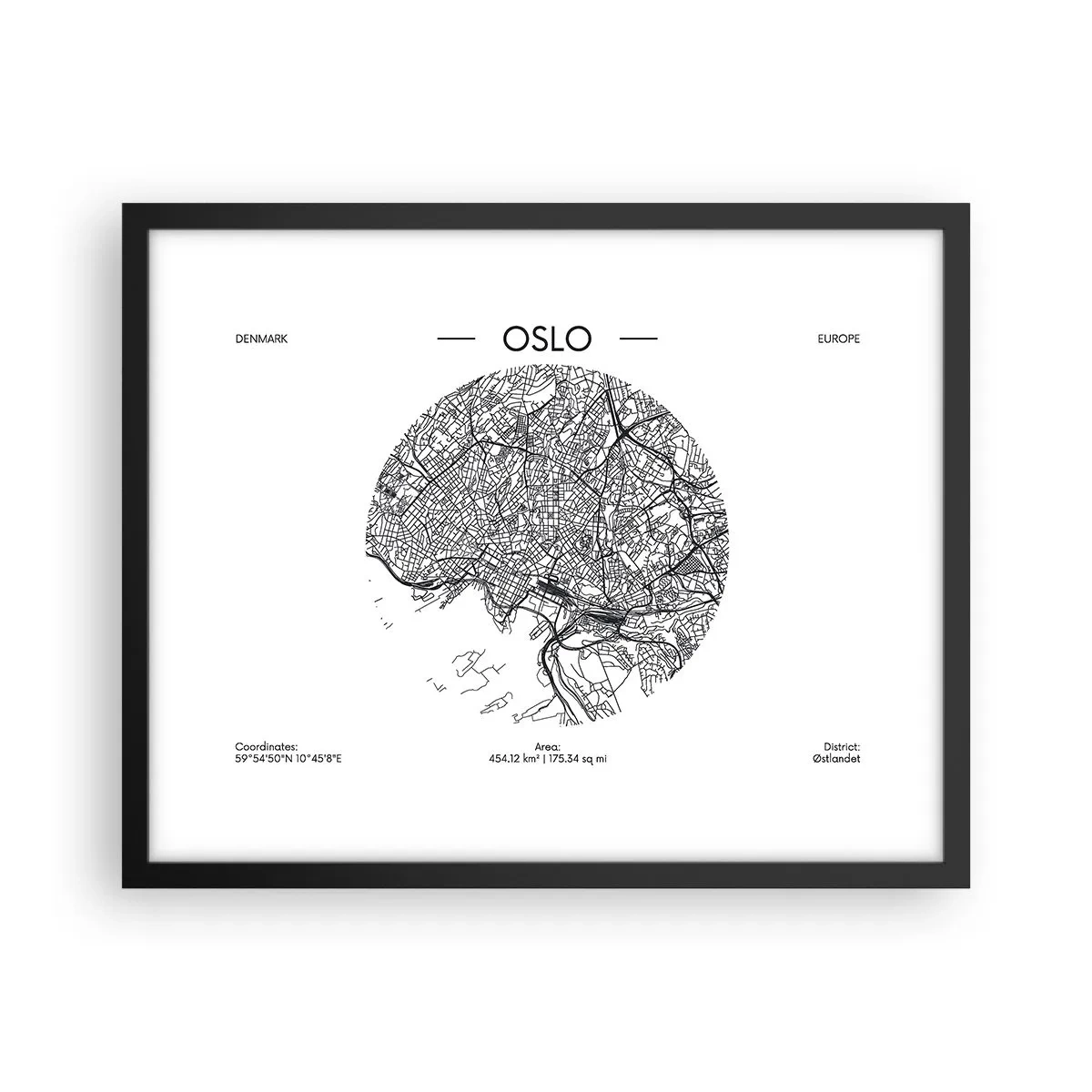 Póster en marco negro - Anatomía de Oslo - 50x40 cm