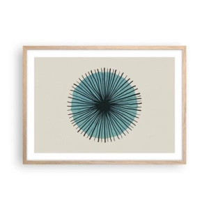 Póster en marco roble claro - Radiante en azul - 70x50 cm