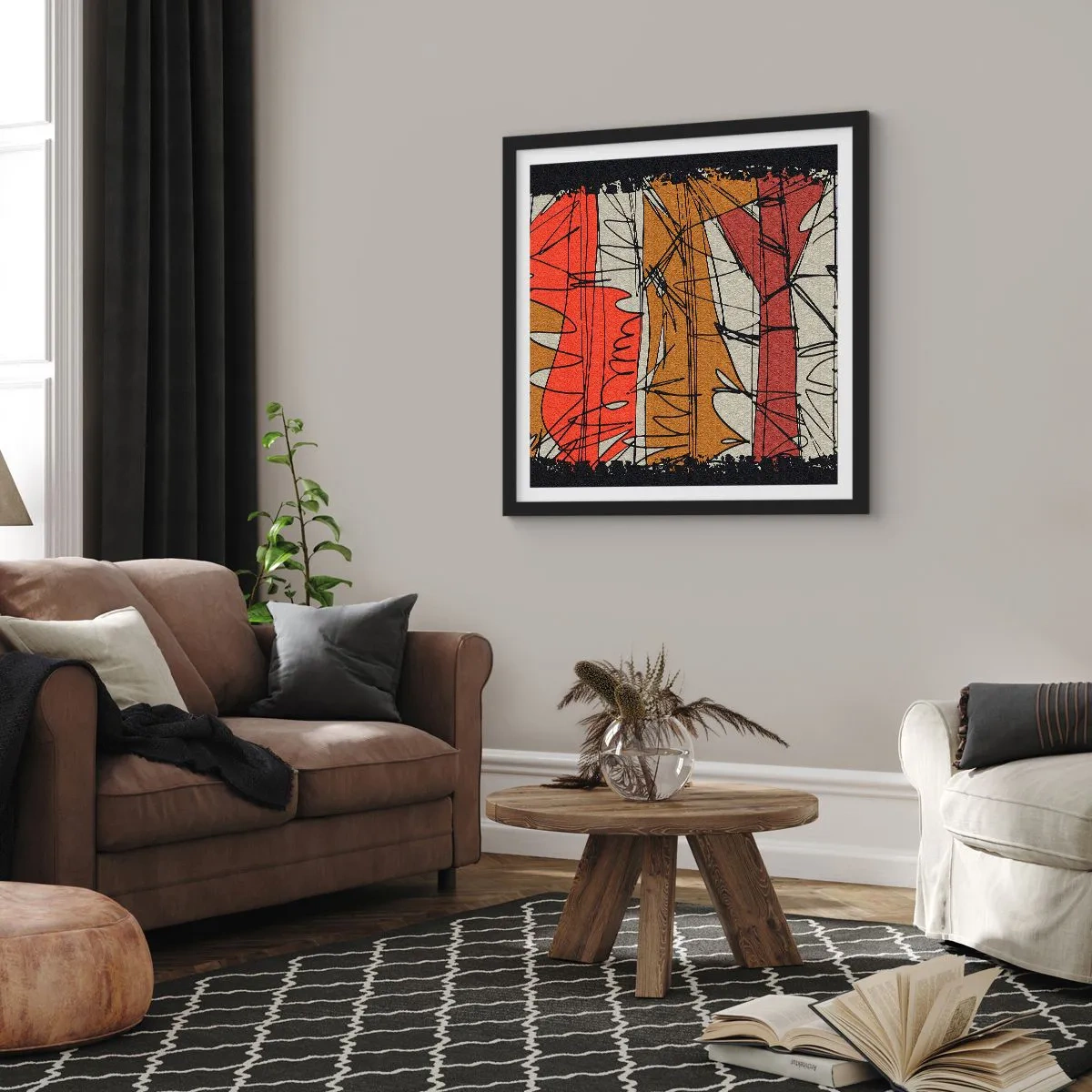 Póster en marco negro - Composición espontánea - 60x60 cm