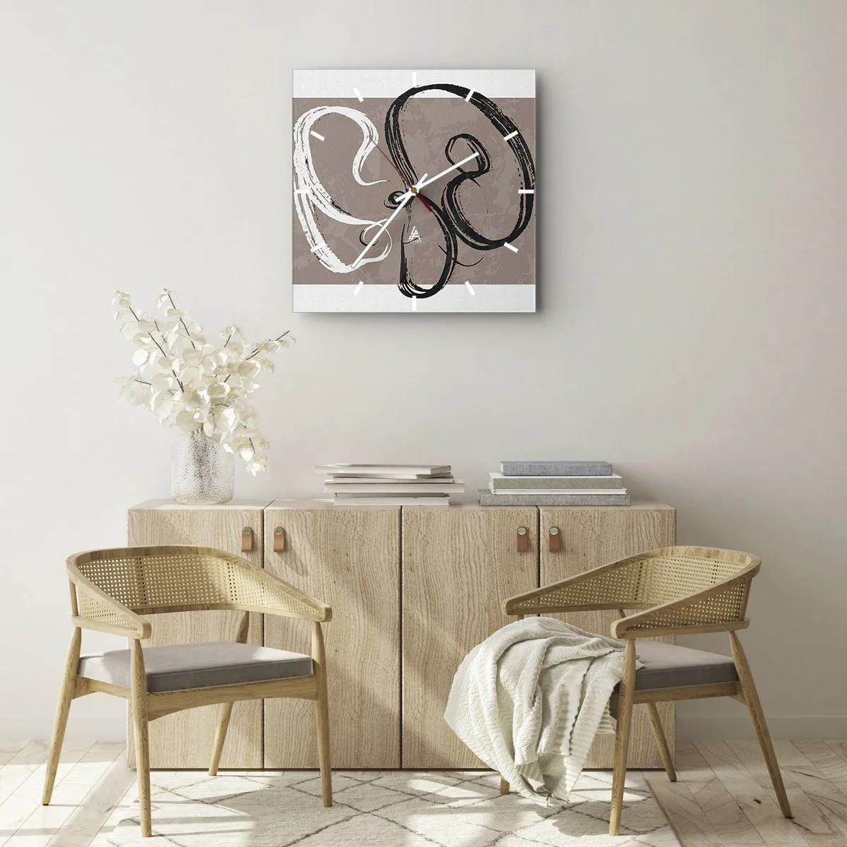Reloj de pared - Reloj de vidrio - Composición: la búsqueda de la plenitud - 40x40 cm