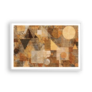 Póster en marco blanco - Estudio cubista en bronce - 91x61 cm
