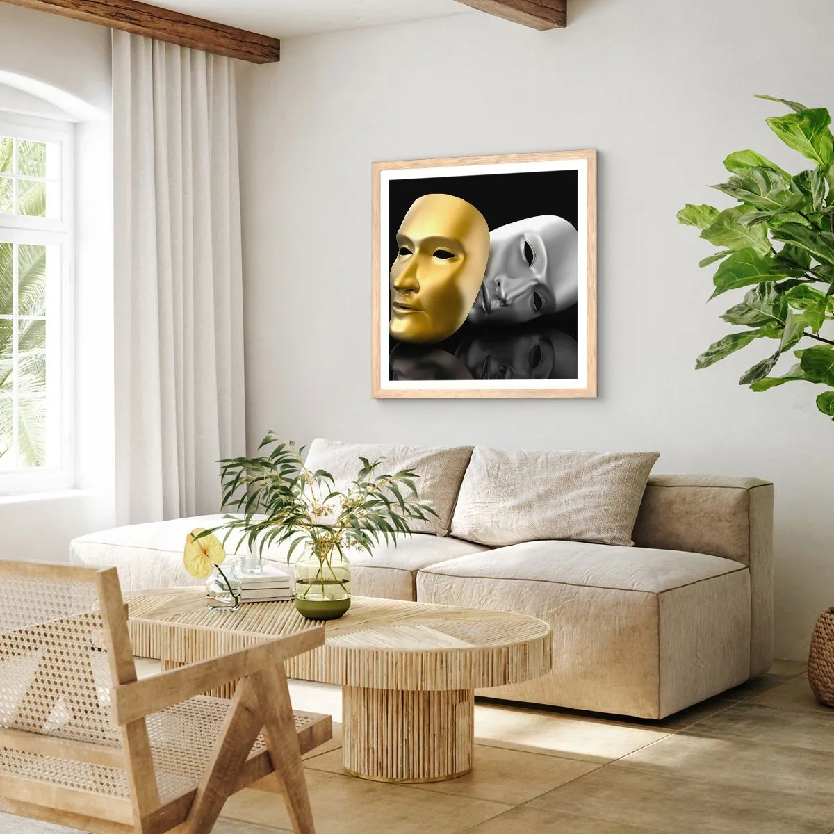 Póster en marco roble claro - La vida es un teatro - 40x40 cm