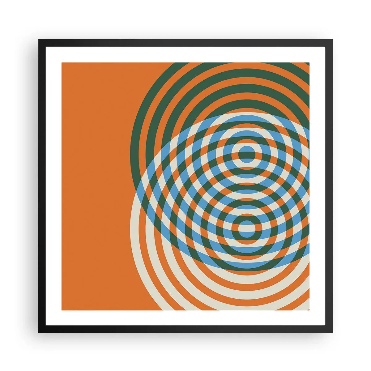 Póster en marco negro - Círculos y abstracción - 60x60 cm