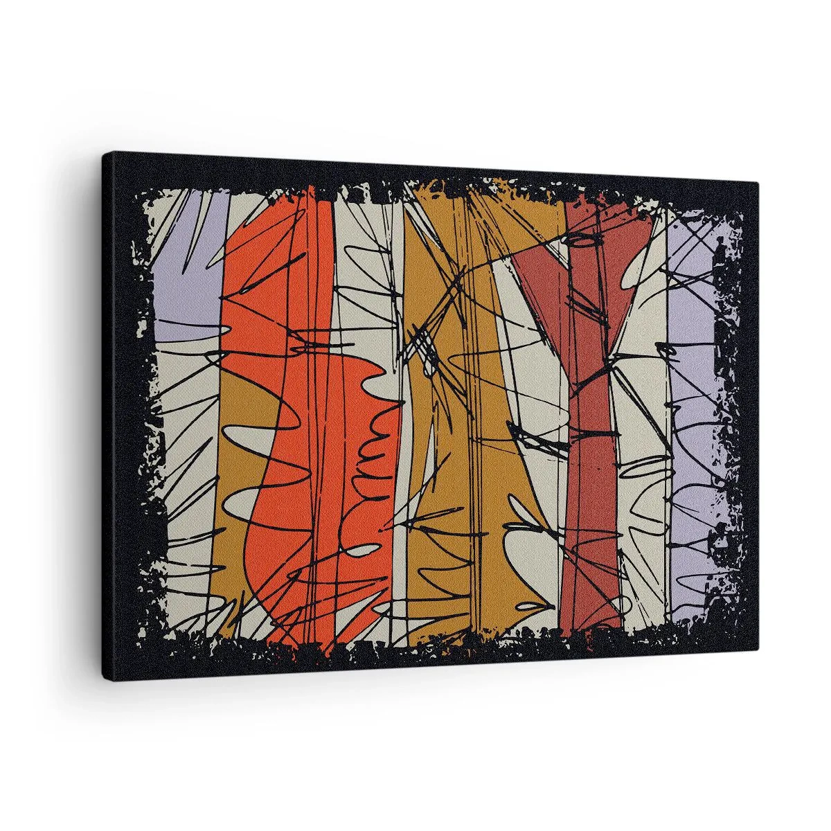 Cuadro sobre lienzo - Impresión de Imagen - Composición abstracta en colores intensos - 70x50cm - Composición espontánea - Decoración de pared moderna para salón y dormitorio ARTTOR