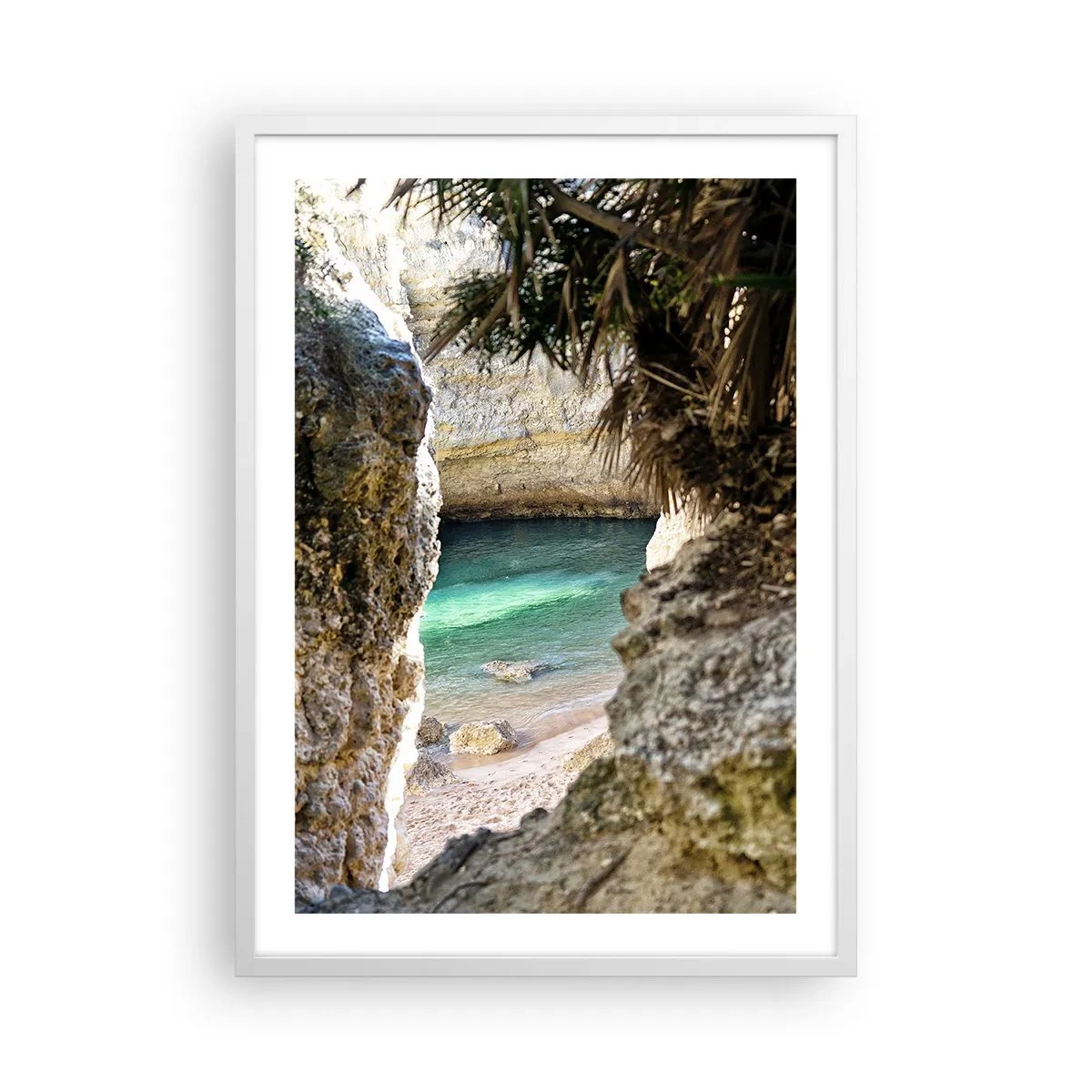 Póster en marco blanco - Bahía turquesa - 50x70 cm