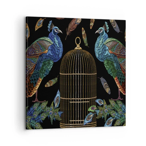 Cuadro sobre lienzo - Impresión de Imagen - Con plumajes reales - 60x60 cm