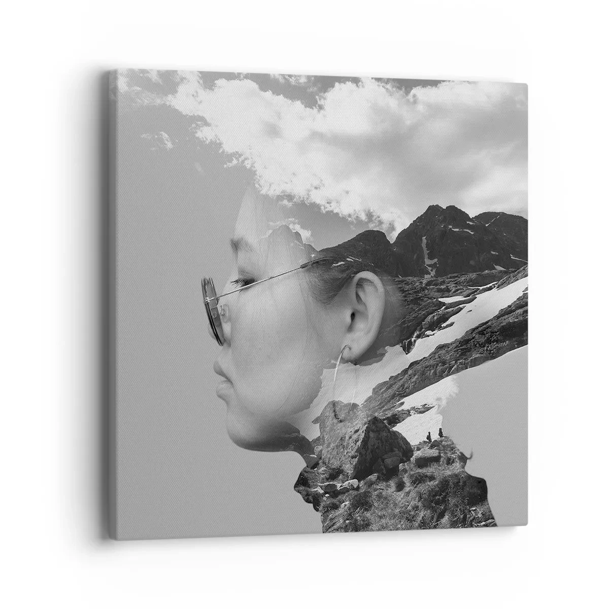 Cuadro sobre lienzo - Impresión de Imagen - Retrato sobre montañas y nubes - 40x40 cm