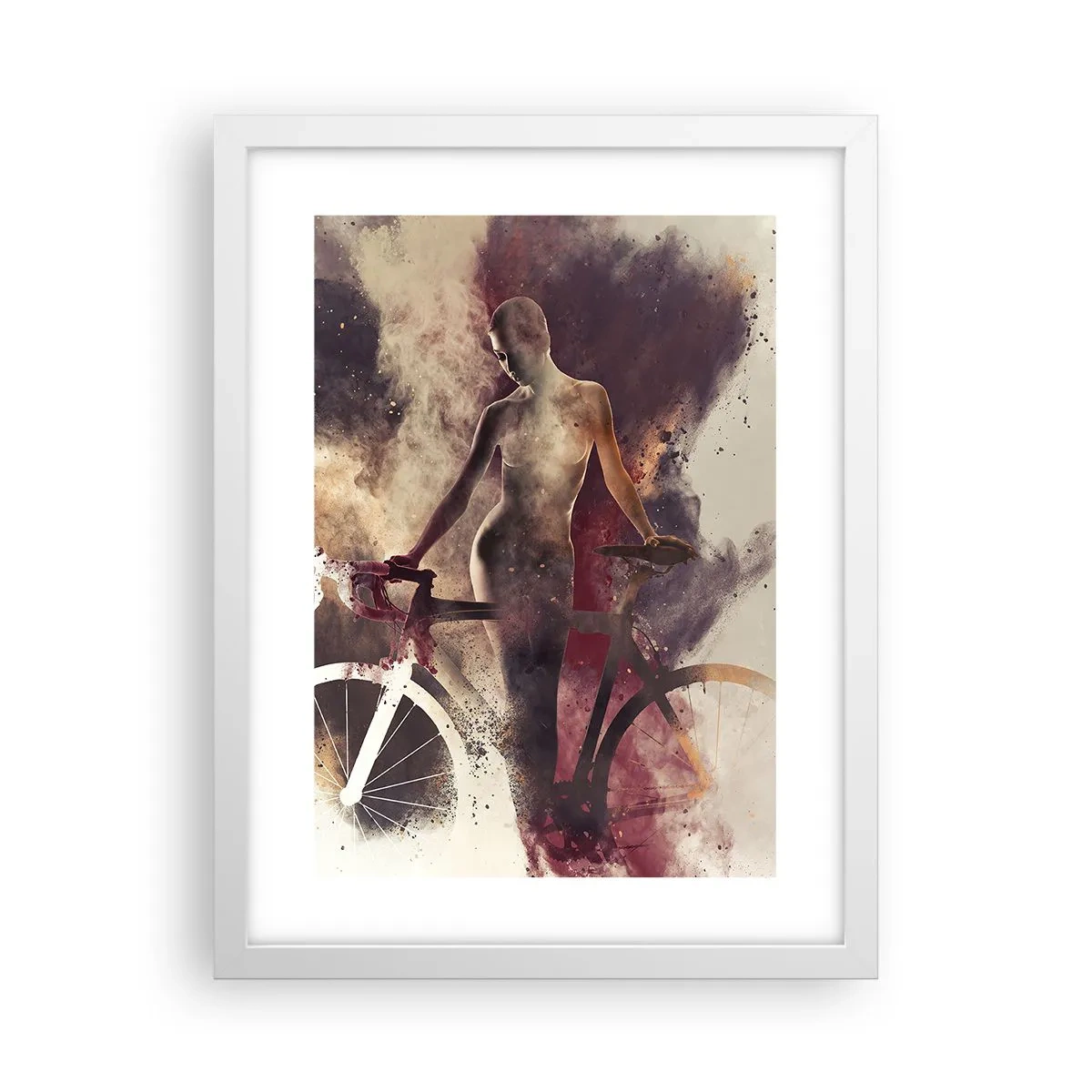 Póster en marco blanco - En las formas de mármol un alma ciclista - 30x40 cm