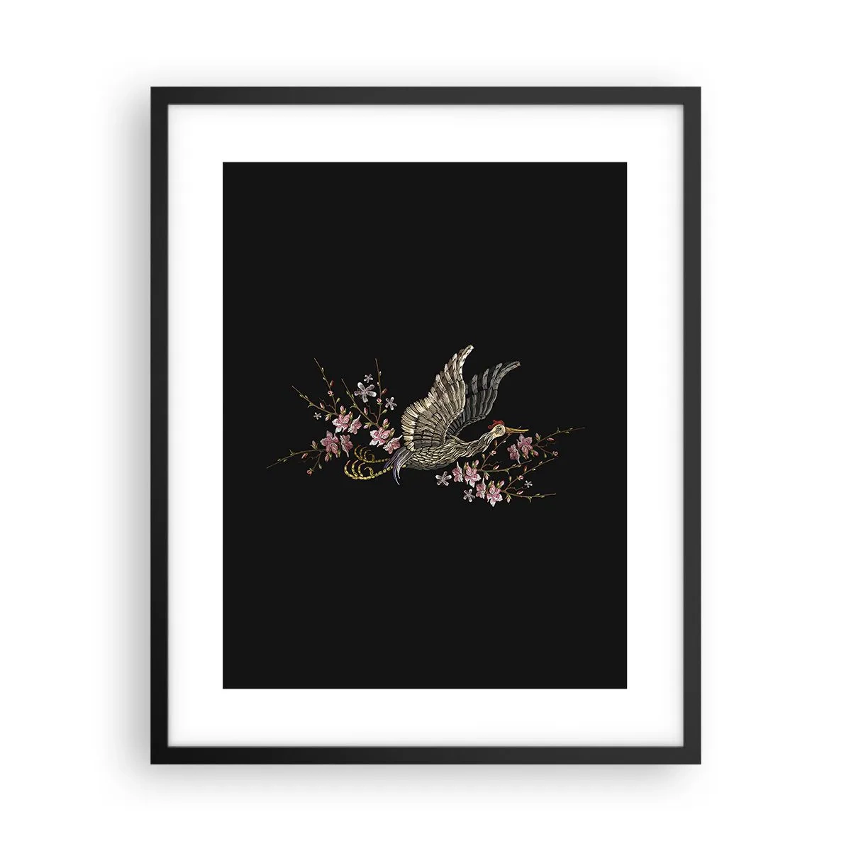 Póster en marco negro - Ave florida - 40x50 cm