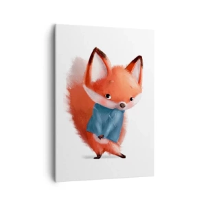 Cuadro sobre lienzo - Impresión de Imagen - Un lindo zorro con un traje azul. - 50x70cm - ¿Me veo bien con esto? - Decoración de pared moderna para salón y dormitorio ARTTOR