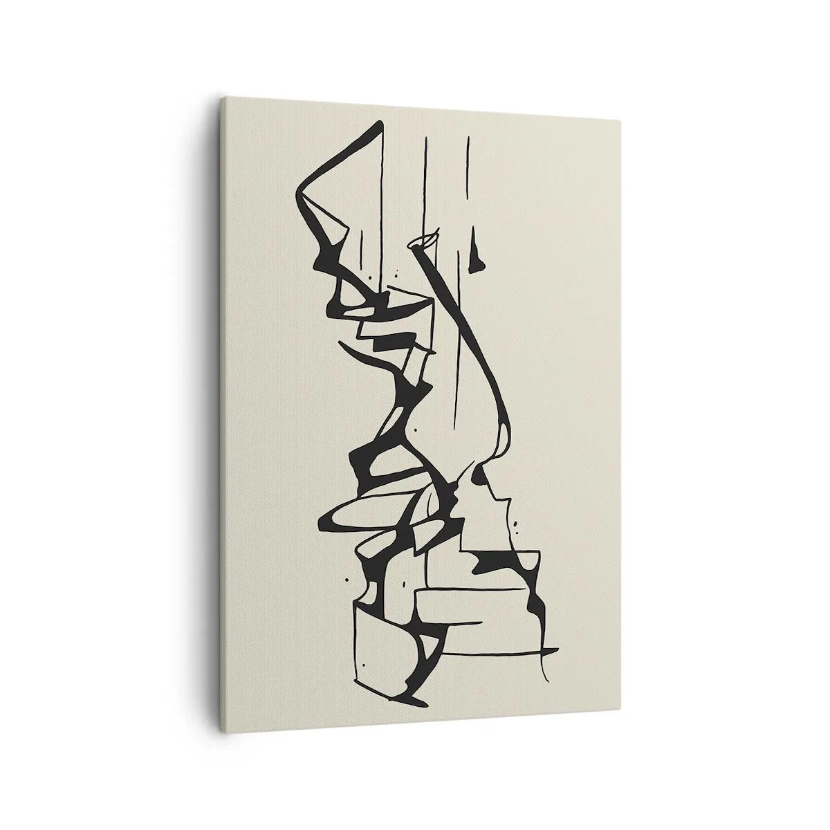 Cuadro sobre lienzo - Impresión de Imagen - Dibujo abstracto de montañas en blanco y negro - 50x70cm - Tal vez sea un paisaje - Decoración de pared moderna para salón y dormitorio ARTTOR