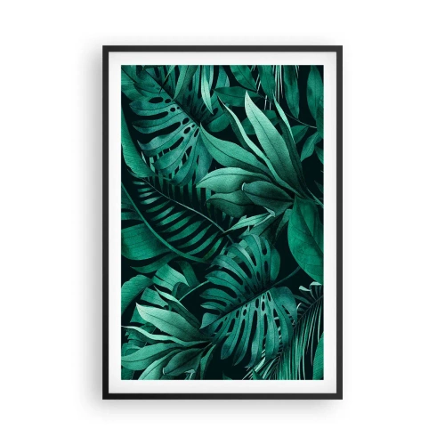 Póster en marco negro - Profundidad del verde tropical - 61x91 cm