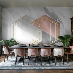 Fotomural personalizado Standard Eco - Composición en cadena - Abstracción, Pedazo, Hexágono